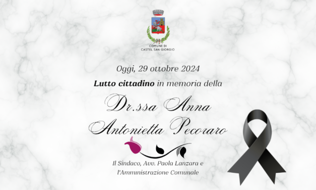 Lutto Cittadino a Castel San Giorgio: Una Comunità Ricorda la Dott.ssa Anna Antonietta Pecoraro
