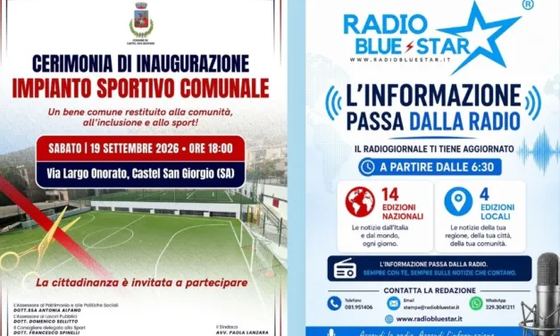 Castel San Giorgio: riapre l’impianto sportivo comunale di via Largo Onorato