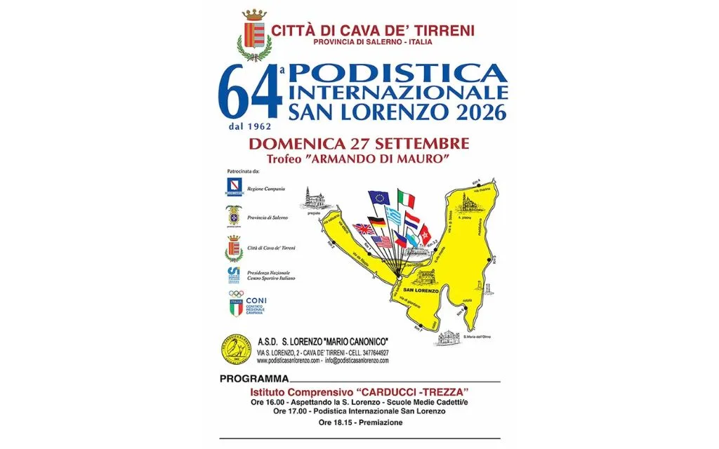 CAVA DE TIRRENI – 64ª “Podistica Internazionale San Lorenzo” e Premio allo “Sportivo cavese dell’anno” a Catello Mari